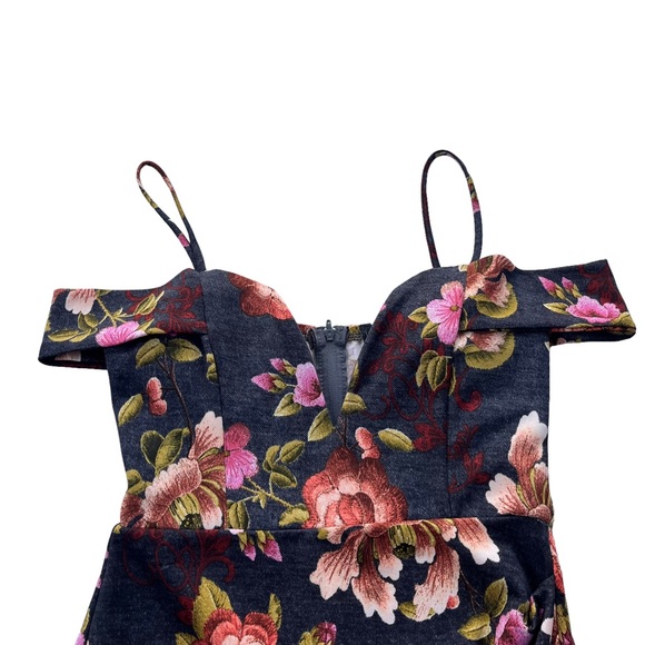 TRAC Women’s Size Medium Pink Orange Gray Floral Bodycon Form Fitting Mini Dress - Picture 9 of 11